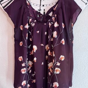 Floral Print Women's Top - Purple